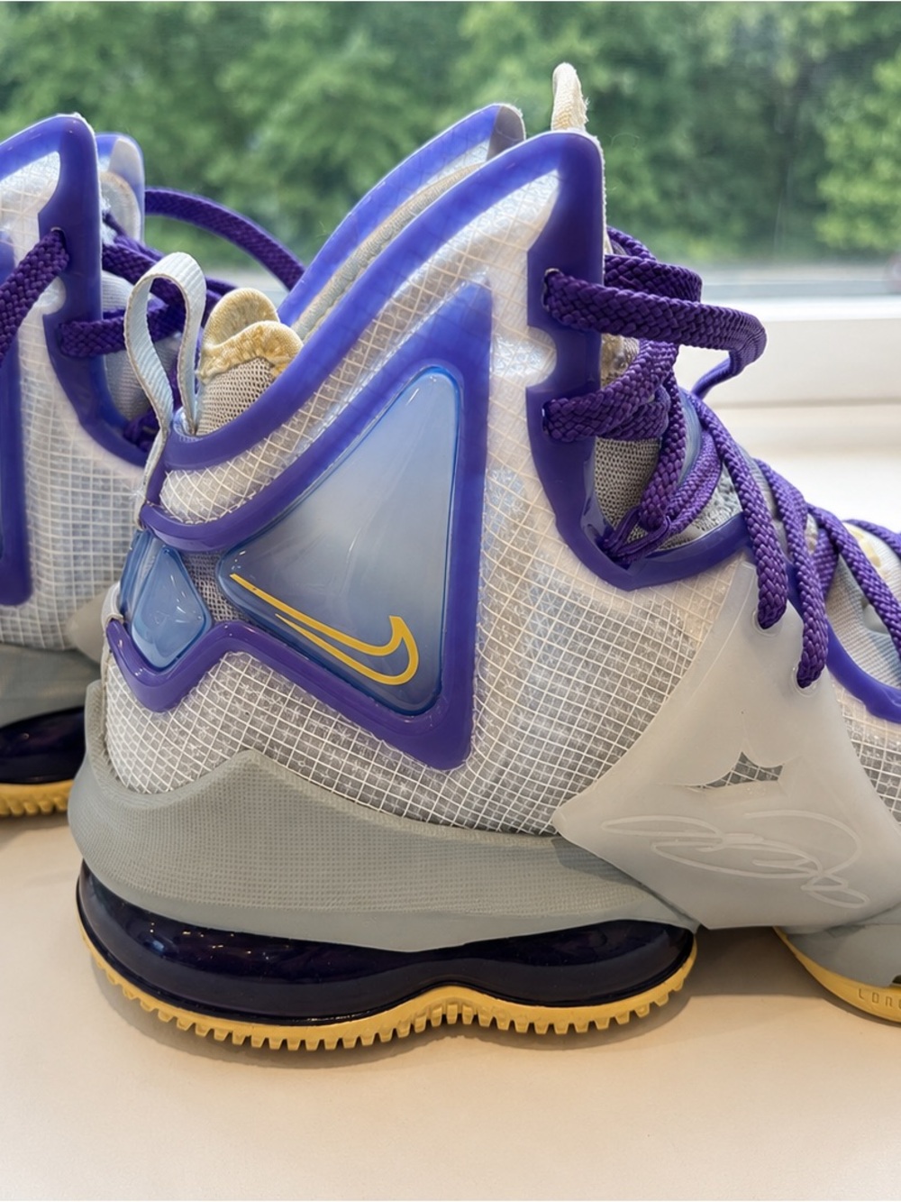Nike Kids Purple, White & Yellow Basketball Sneakers